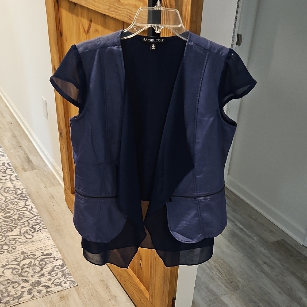 Rachel Cole Navy Sheer Layered Vest